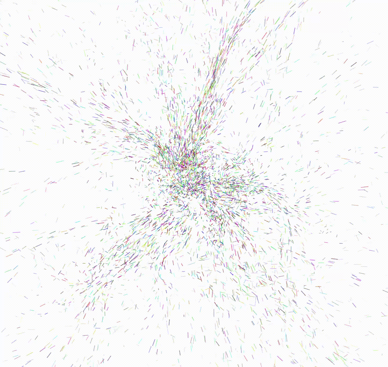 a chaotic swirl of line particles in a convection-like pattern