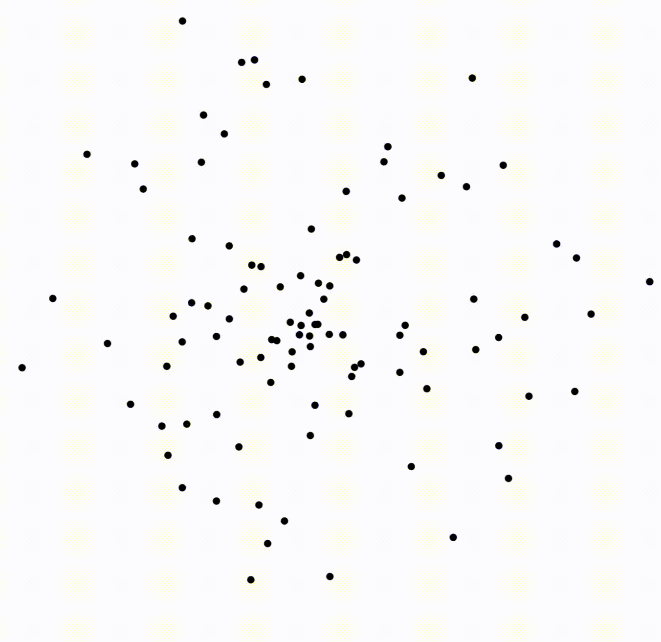 many black dots radiating outwards